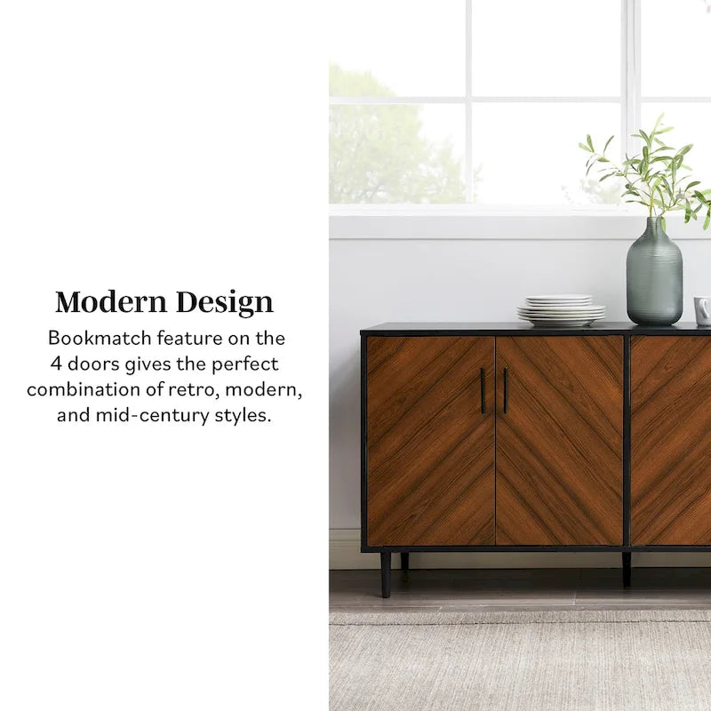 58-Inch Mid-Century Modern Four-Door Buffet