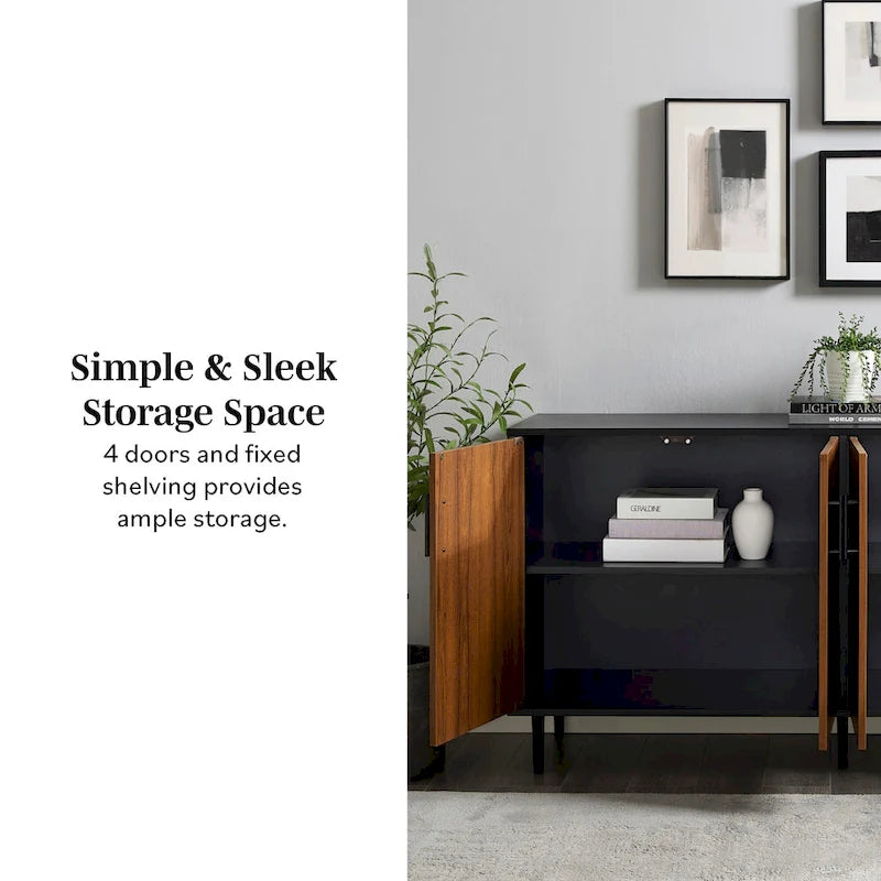 58-Inch Mid-Century Modern Four-Door Buffet