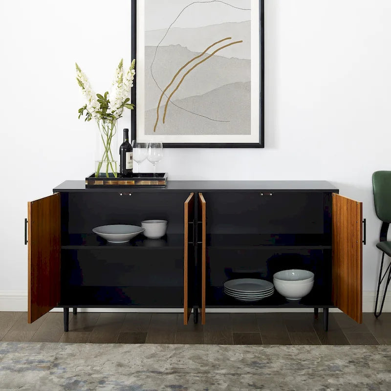 58-Inch Mid-Century Modern Four-Door Buffet