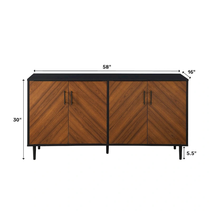 58-Inch Mid-Century Modern Four-Door Buffet