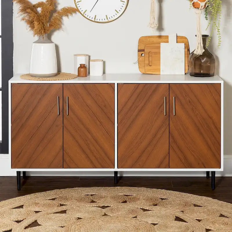 58-Inch Mid-Century Modern Four-Door Buffet