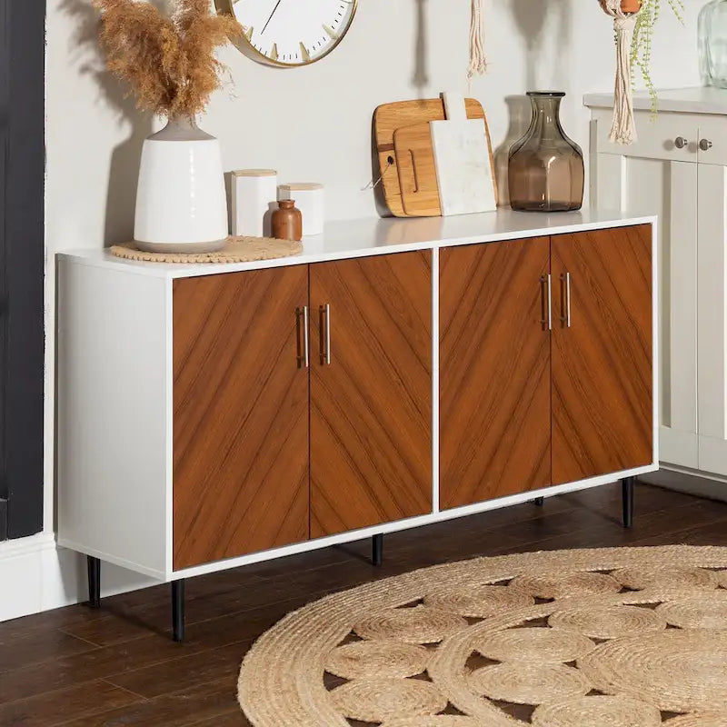58-Inch Mid-Century Modern Four-Door Buffet