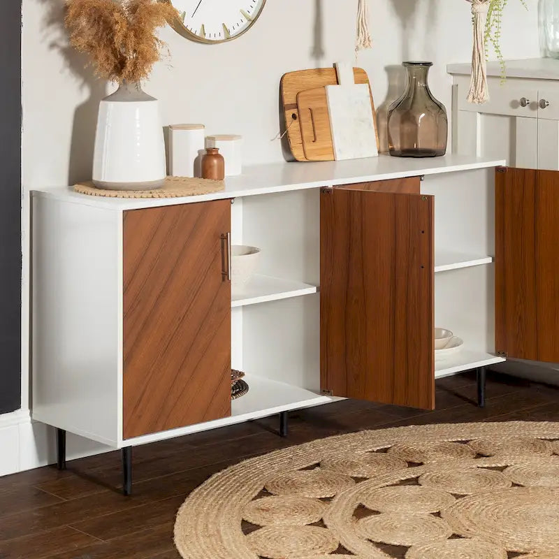 58-Inch Mid-Century Modern Four-Door Buffet