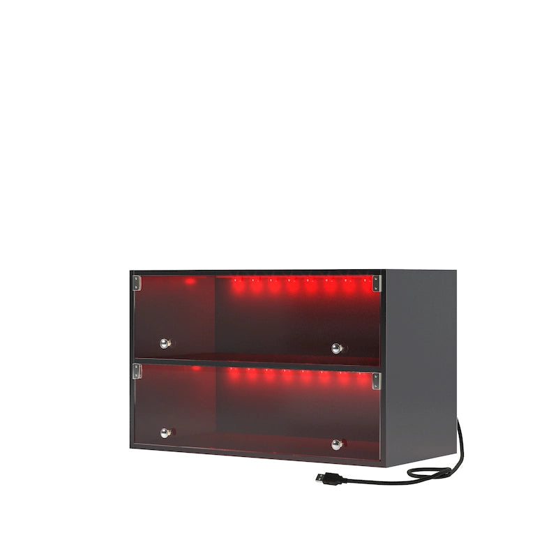 Glass-Door Sneaker Storage Cabinet with RGB LED Lighting