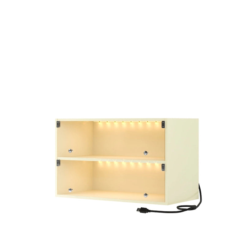 Glass-Door Sneaker Storage Cabinet with RGB LED Lighting