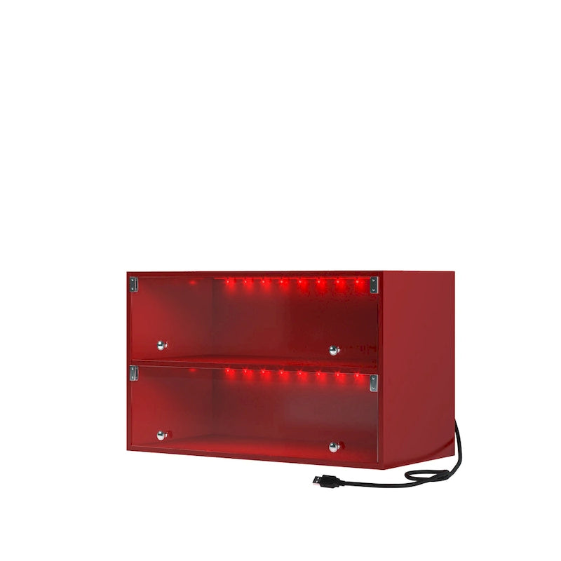 Glass-Door Sneaker Storage Cabinet with RGB LED Lighting