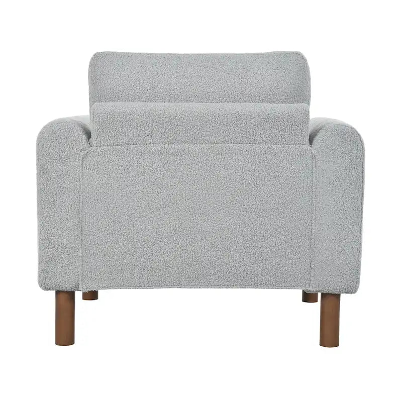 Oversized Textured Upholstered Accent Chair with Walnut Legs
