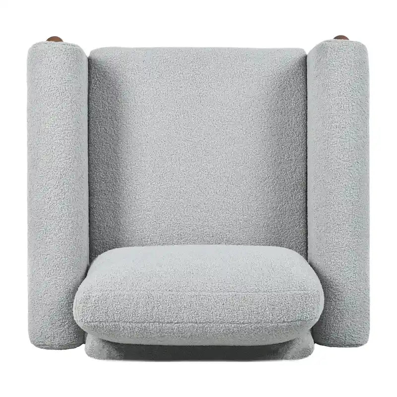 Oversized Textured Upholstered Accent Chair with Walnut Legs