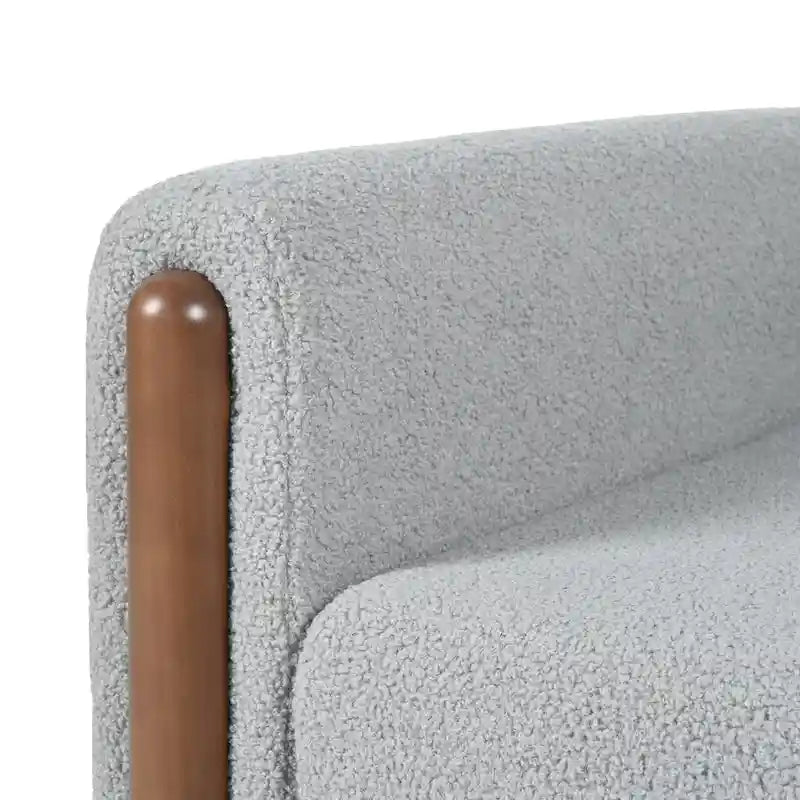 Oversized Textured Upholstered Accent Chair with Walnut Legs
