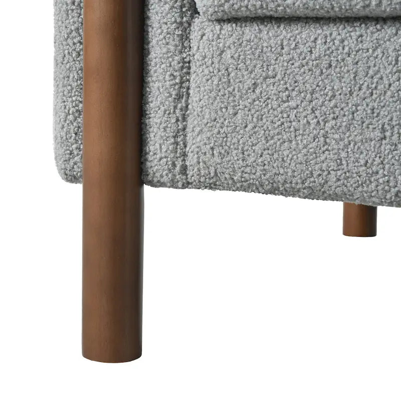Oversized Textured Upholstered Accent Chair with Walnut Legs
