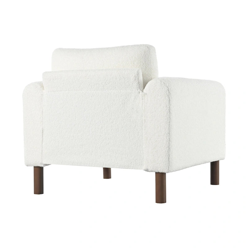 Oversized Textured Upholstered Accent Chair with Walnut Legs