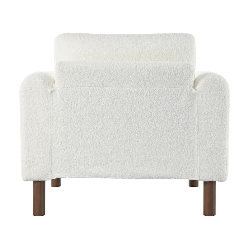 Oversized Textured Upholstered Accent Chair with Walnut Legs