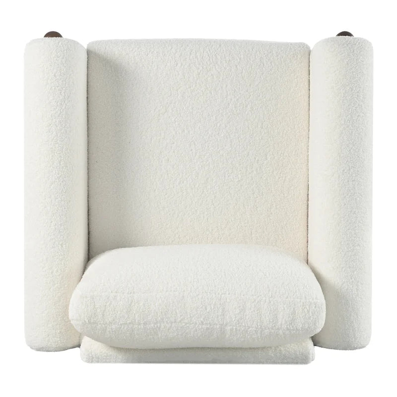 Oversized Textured Upholstered Accent Chair with Walnut Legs