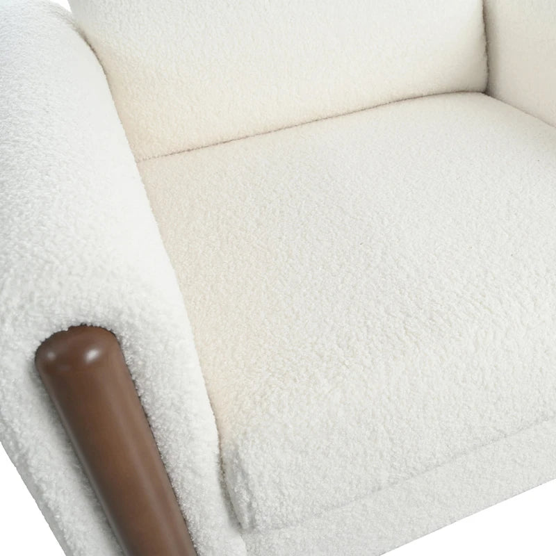 Oversized Textured Upholstered Accent Chair with Walnut Legs
