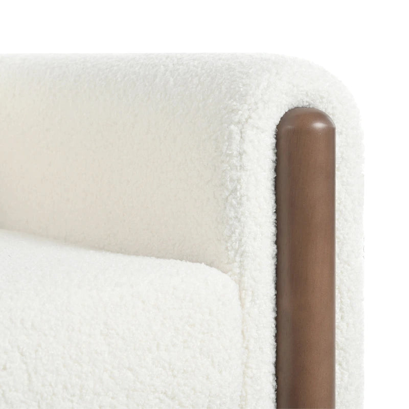 Oversized Textured Upholstered Accent Chair with Walnut Legs