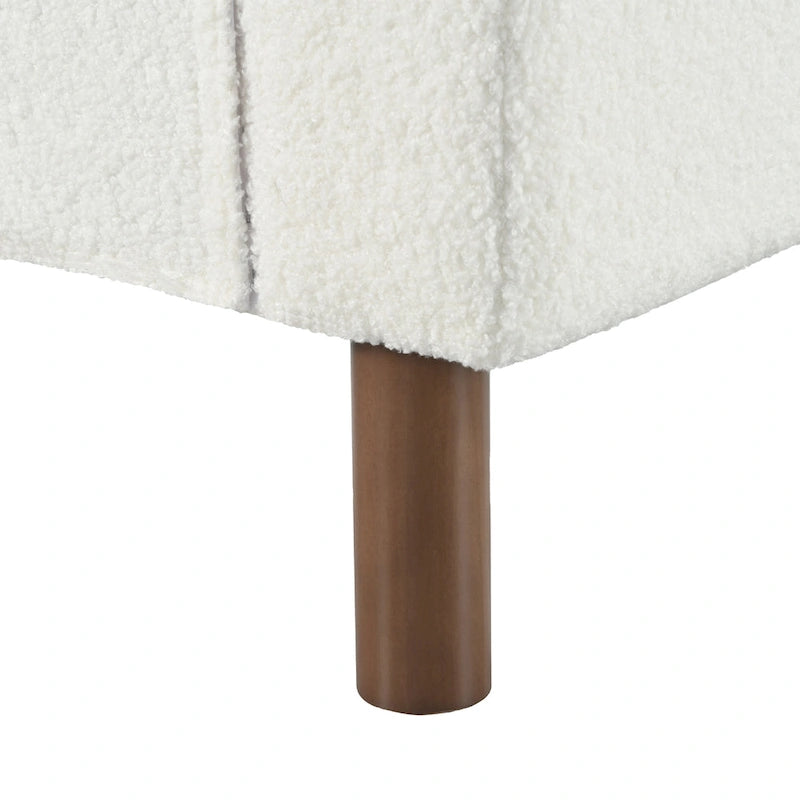 Oversized Textured Upholstered Accent Chair with Walnut Legs
