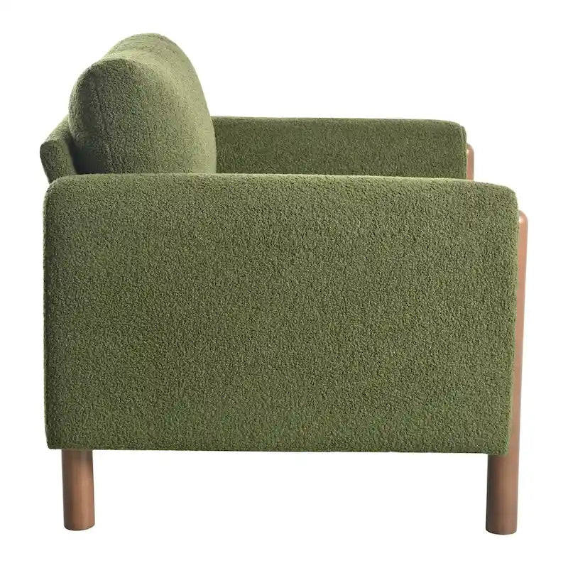 Oversized Textured Upholstered Accent Chair with Walnut Legs