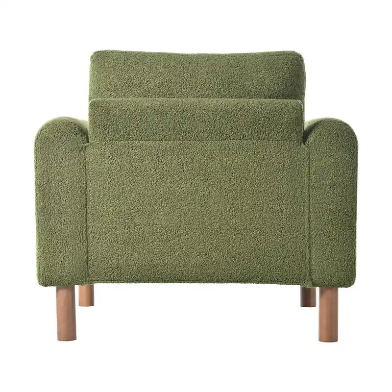 Oversized Textured Upholstered Accent Chair with Walnut Legs