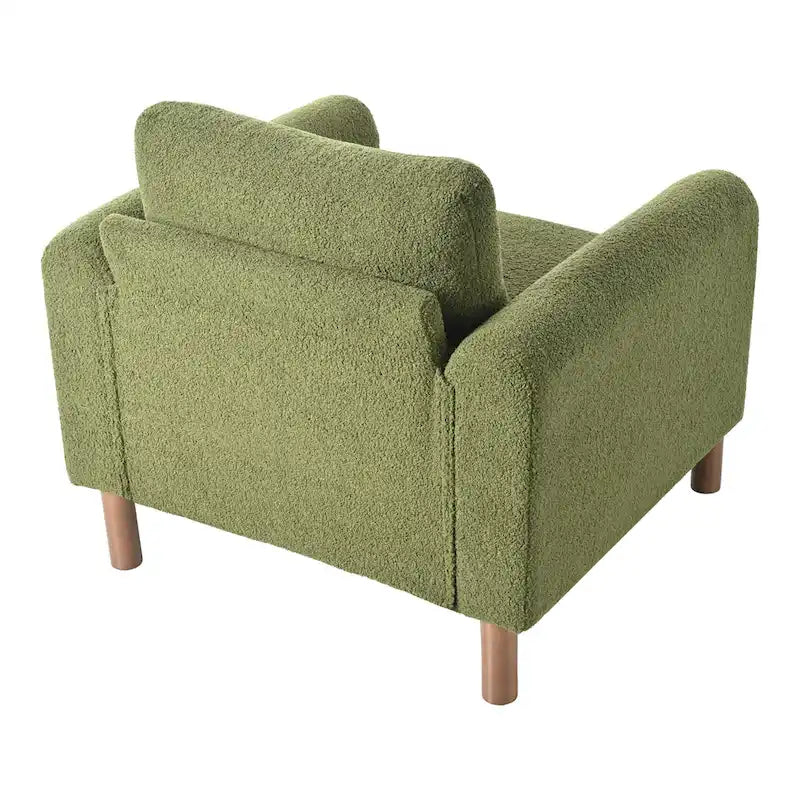 Oversized Textured Upholstered Accent Chair with Walnut Legs