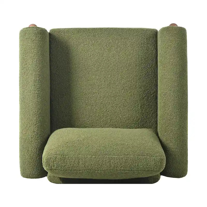 Oversized Textured Upholstered Accent Chair with Walnut Legs