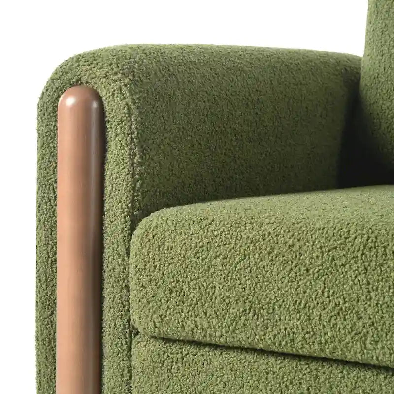 Oversized Textured Upholstered Accent Chair with Walnut Legs