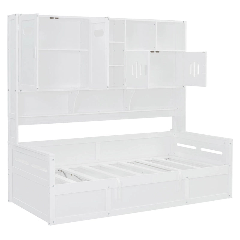 Wooden Bookcase Daybed with Hydraulic Lift Storage