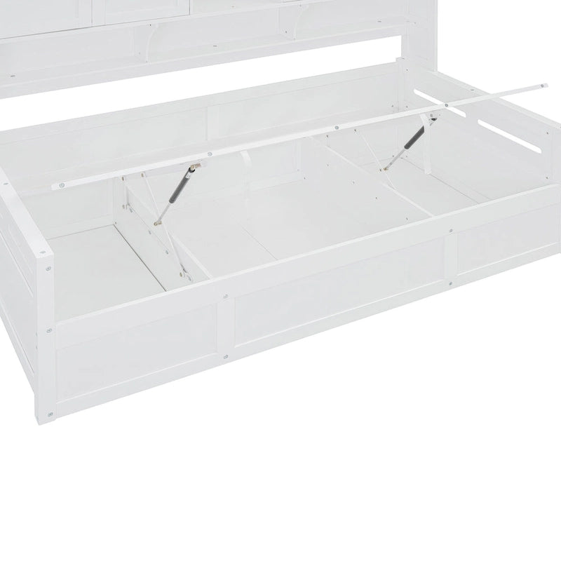 Wooden Bookcase Daybed with Hydraulic Lift Storage