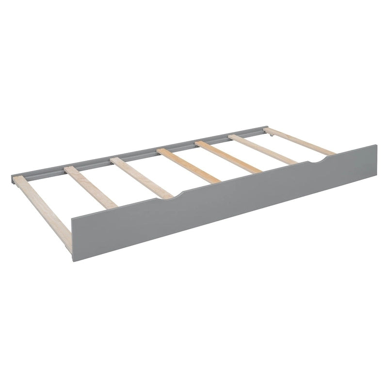 Wooden Bookcase Daybed with Twin Trundle and Storage Cabinet