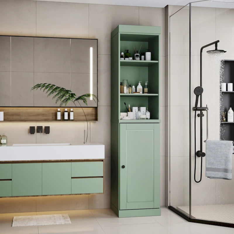 16.5-Inch Solid Wood Bathroom Cabinet with Adjustable Shelves