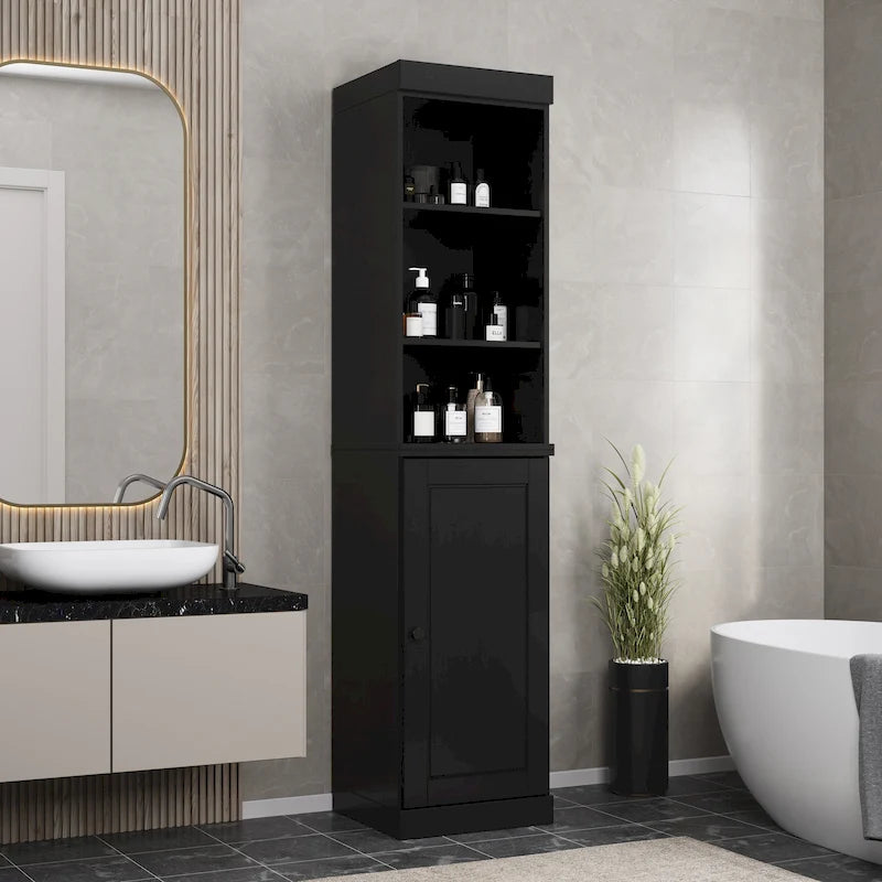 16.5-Inch Solid Wood Bathroom Cabinet with Adjustable Shelves