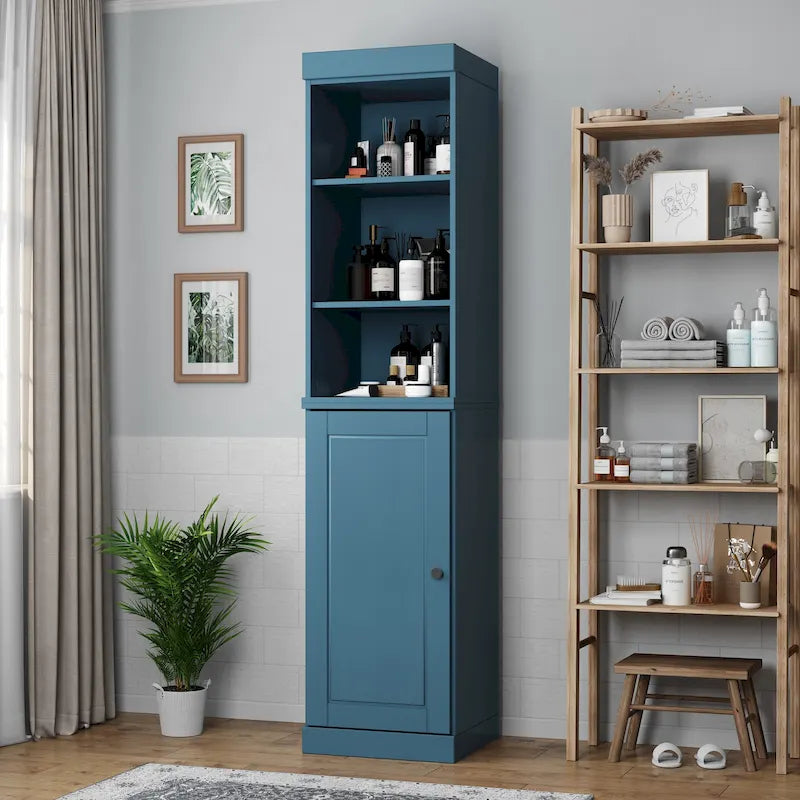 16.5-Inch Solid Wood Bathroom Cabinet with Adjustable Shelves