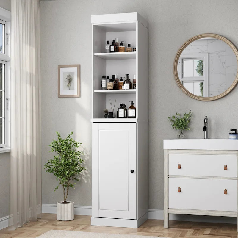 Palace Imports 100% Solid Wood 16.5 Bathroom Storage Cabinet with Solid Doors and Adjustable Shelves