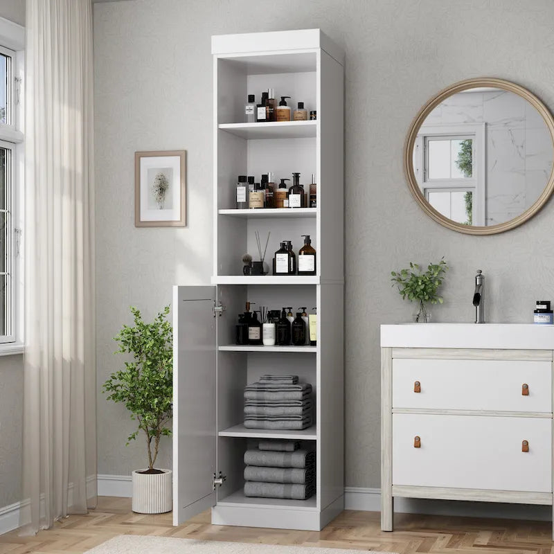 16.5-Inch Solid Wood Bathroom Cabinet with Adjustable Shelves
