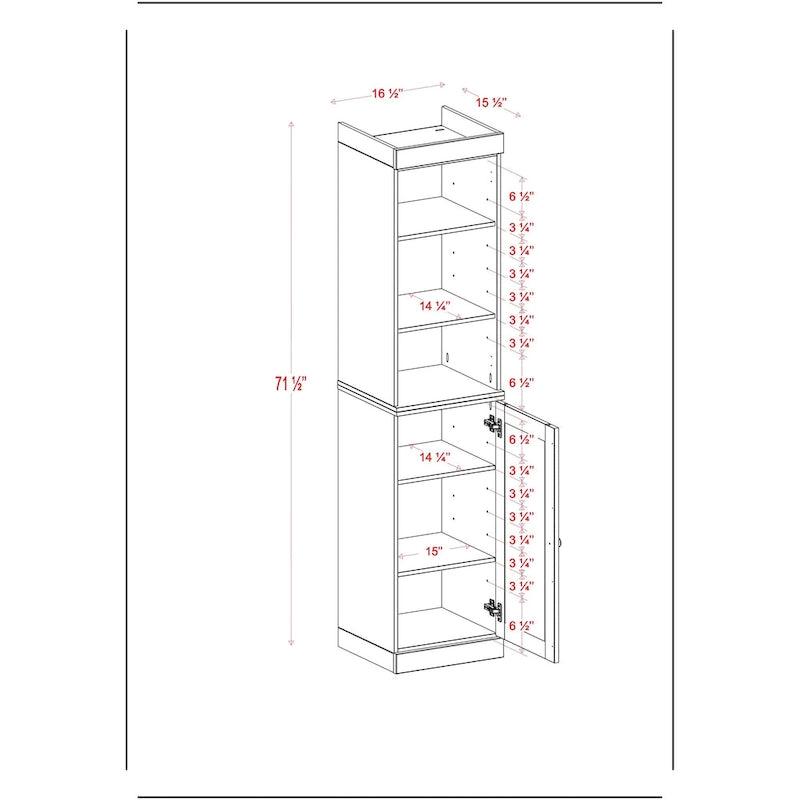 16.5-Inch Solid Wood Bathroom Cabinet with Adjustable Shelves