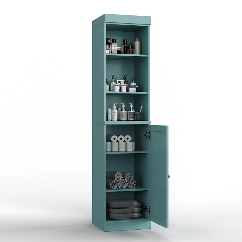 16.5-Inch Solid Wood Bathroom Cabinet with Adjustable Shelves