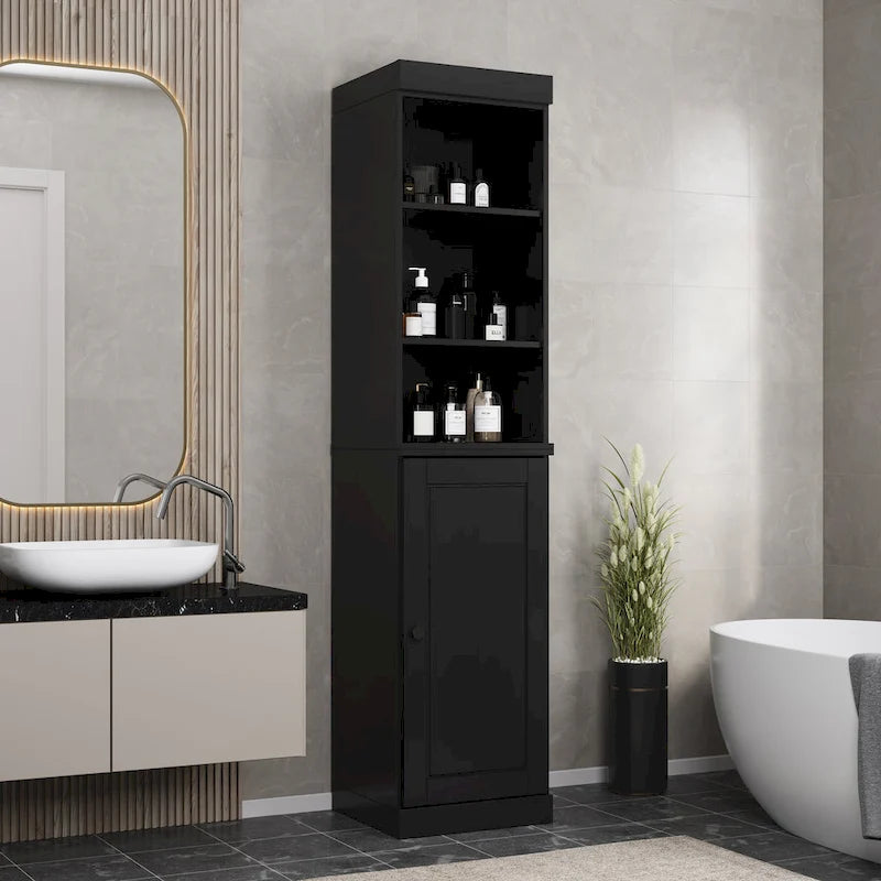 16.5-Inch Solid Wood Bathroom Cabinet with Adjustable Shelves