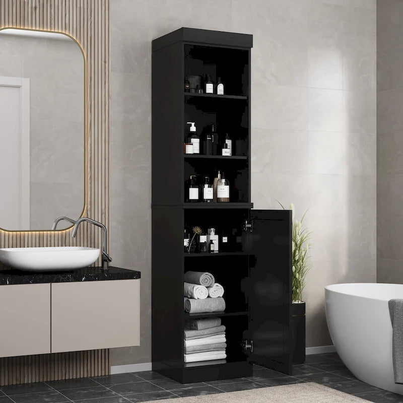 16.5-Inch Solid Wood Bathroom Cabinet with Adjustable Shelves