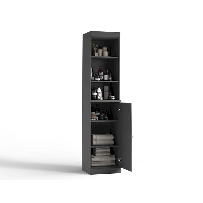 16.5-Inch Solid Wood Bathroom Cabinet with Adjustable Shelves