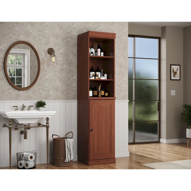 16.5-Inch Solid Wood Bathroom Cabinet with Adjustable Shelves