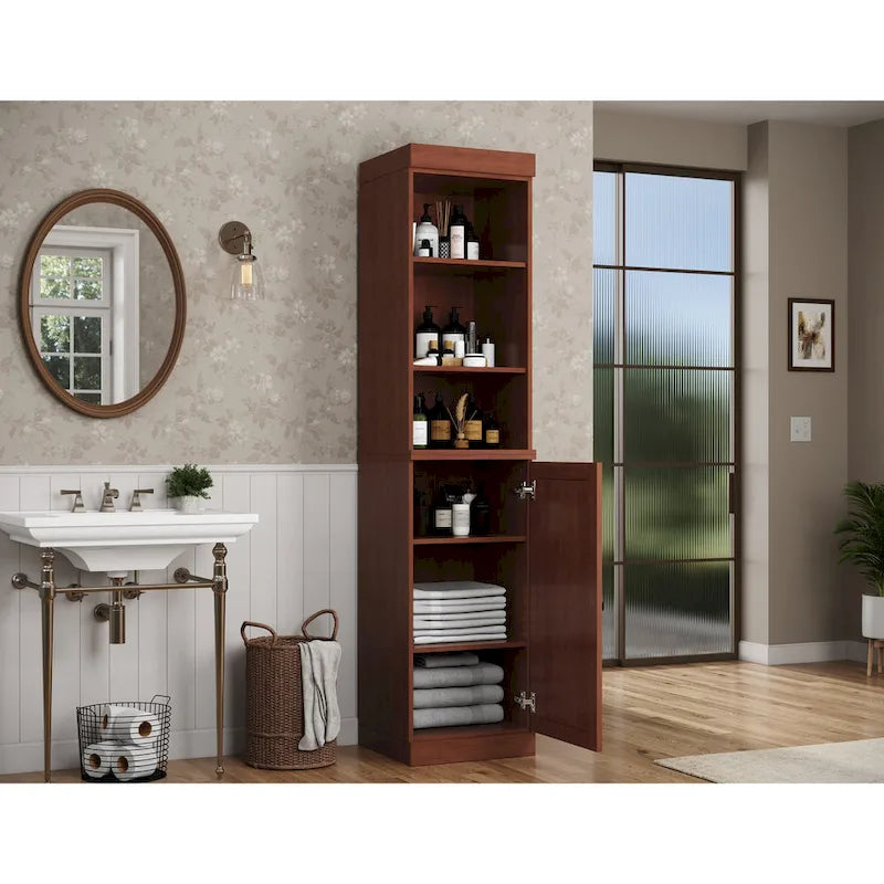 16.5-Inch Solid Wood Bathroom Cabinet with Adjustable Shelves
