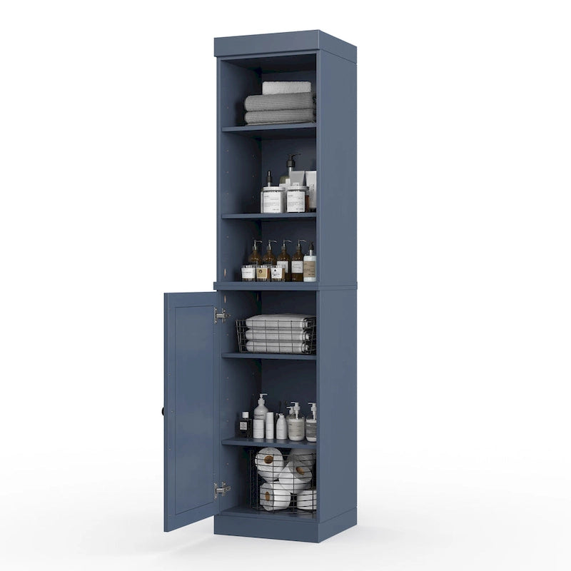 16.5-Inch Solid Wood Bathroom Cabinet with Adjustable Shelves