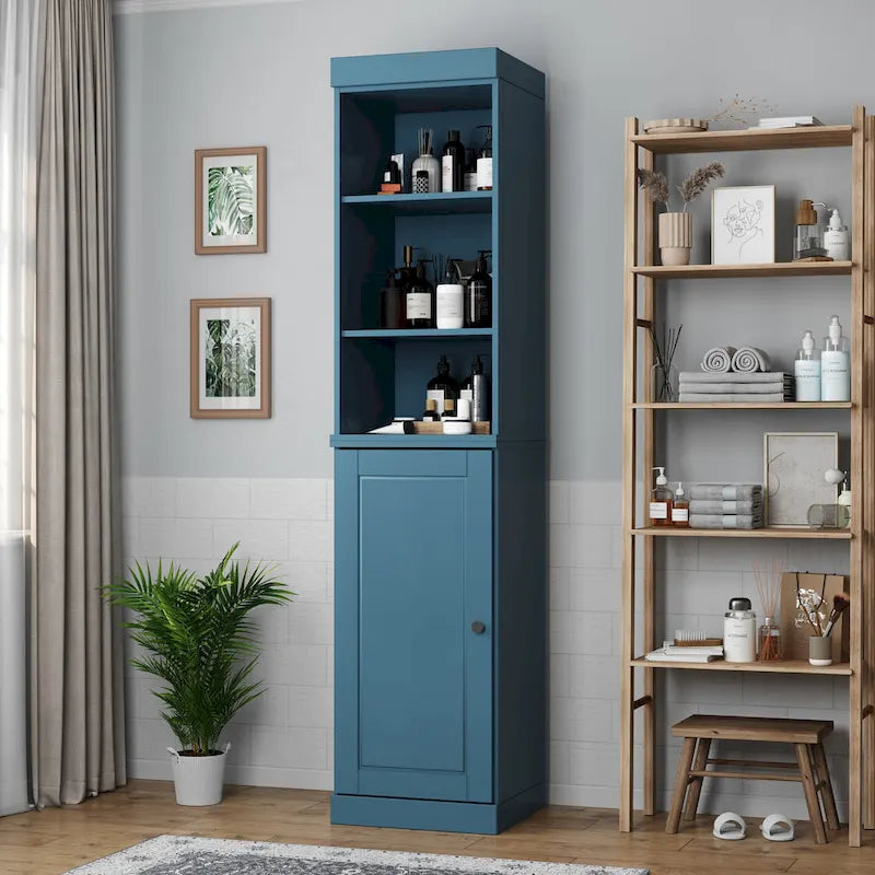 16.5-Inch Solid Wood Bathroom Cabinet with Adjustable Shelves