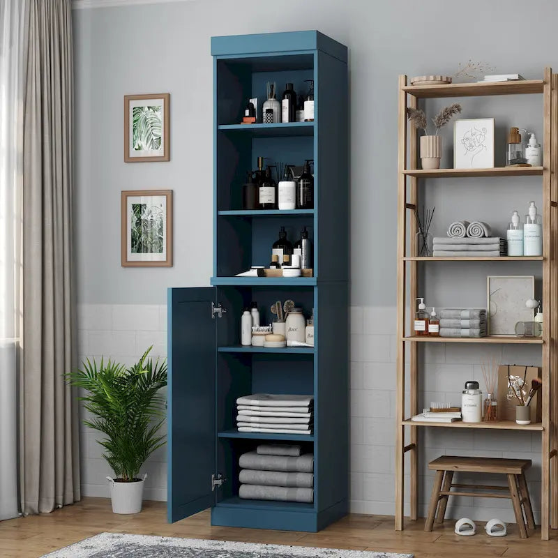 16.5-Inch Solid Wood Bathroom Cabinet with Adjustable Shelves