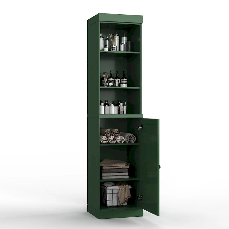 16.5-Inch Solid Wood Bathroom Cabinet with Adjustable Shelves