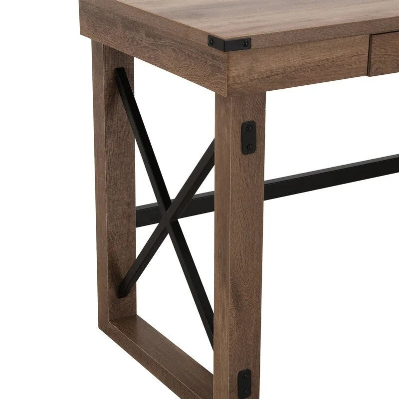 47.5-Inch Writing Desk with Drawer and X-Shaped Supports