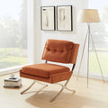 Modern Velvet Armless Accent Chair with Chrome Legs