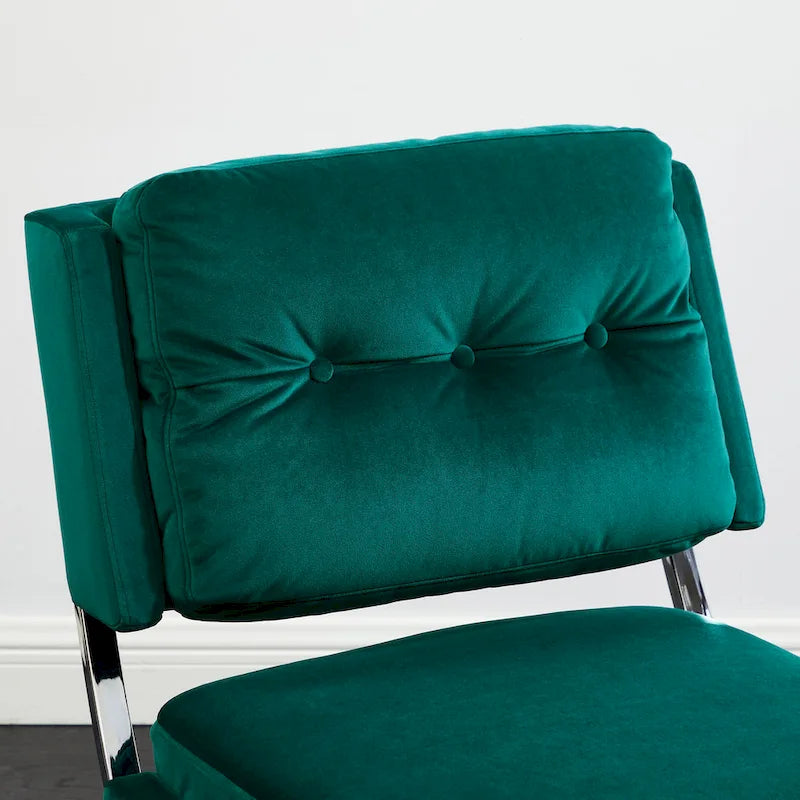 Modern Velvet Armless Accent Chair with Chrome Legs