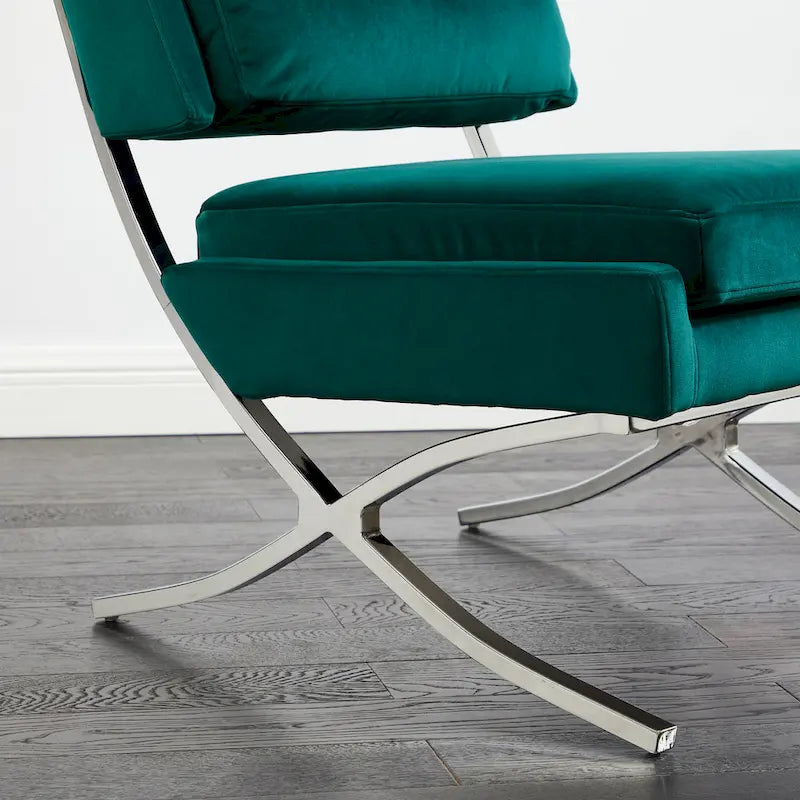Modern Velvet Armless Accent Chair with Chrome Legs