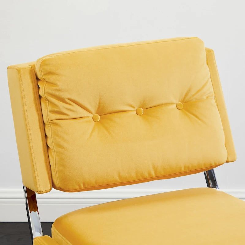 Modern Velvet Armless Accent Chair with Chrome Legs