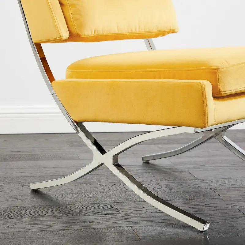 Modern Velvet Armless Accent Chair with Chrome Legs